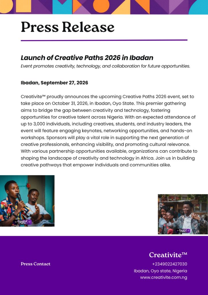 CREATIVE PATHS 2026 IS COMING TO IBADAN